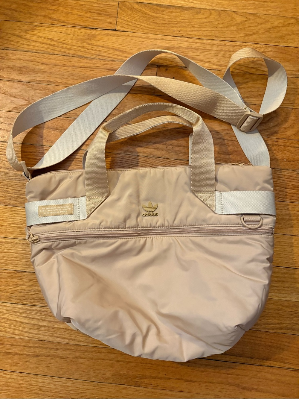 adidas Beige Nylon Convertible Tote with Removable Strap